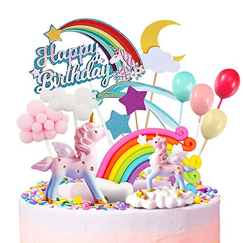 Humairc Einhorn Tortendeko für Mädchen Geburtstag - Happy Birthday Luftballon, Wolke, Mond, Sternen, Regenbogen Humairc Einhorn Tortendeko für Mädchen Geburtstag - Happy Birthday Luftballon, Wolke, Mond, Sternen, Regenbogen von Humairc