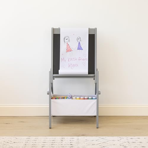 Humble Crew Inspire Kids Kreidetafel und trocken abwischbare Staffelei mit Aufbewahrungsbehältern, 1 Papierrolle, 2 Kreide und Radiergummi, Grau Humble Crew Inspire Kids Kreidetafel und trocken abwischbare Staffelei mit Aufbewahrungsbehältern, 1 Papierrolle, 2 Kreide und Radiergummi, Grau von Humble Crew