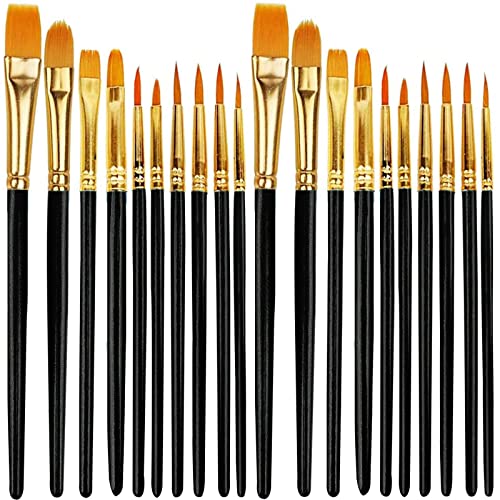 20 Stück Pinselset, Acrylfarbe Pinsel für Kinder Aquarell, Acrylfarbe und Ölgemälde Geeignet für Anfänge Kinder Künstler für Dekorationen, Modelle, Figuren, Nail Art (Schwarz) von Humew