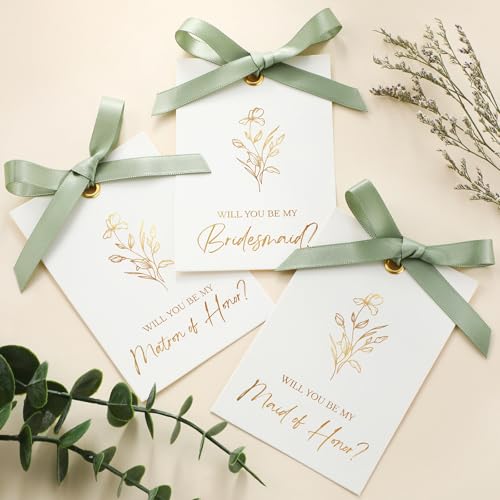 Humyoun 11 Stück Brautjungfern-Antragskarte mit Schleife, Blumenmuster, metallisches Brautgeschenk, 8 Will You Be My Bridesmaid 2 Maid of Honor 1 Matron of Honor Einladung für Hochzeit, Brautparty, Humyoun 11 Stück Brautjungfern-Antragskarte mit Schleife, Blumenmuster, metallisches Brautgeschenk, 8 Will You Be My Bridesmaid 2 Maid of Honor 1 Matron of Honor Einladung für Hochzeit, Brautparty, von Humyoun