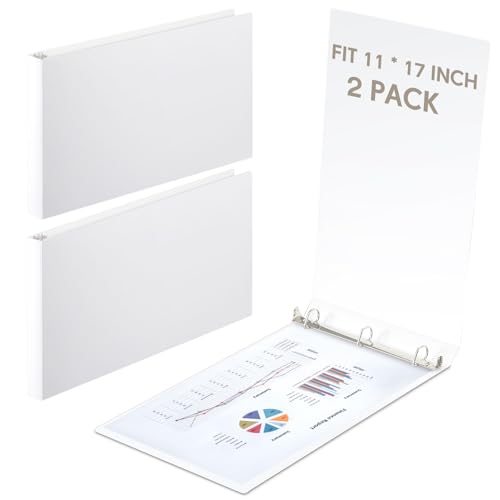Humyoun 2 Stück 27,9 x 43,2 cm 3-Ringbücher 2,5 cm Ringe, strapazierfähig, D-Ringbücher, Economy, hält 27,9 x 43,2 cm Papier für Kunstwerke, Blaudrucke, Büro, Zuhause, Arbeitsplätze (weiß) von Humyoun