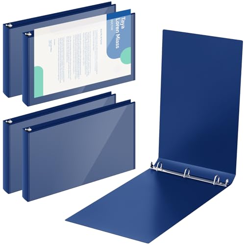 Humyoun 4 Stück 27,9 x 43,2 cm Sichtbücher mit Decktasche, 2,5 cm 3 Ringe, robuste D-Ringordner, für 27,9 x 43,2 cm Papier für Kunstwerke, Blaudrucke, Büro, Zuhause, Arbeitsplätze (blau) von Humyoun