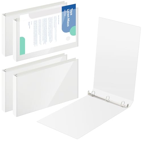 Humyoun 4 Stück 27,9 x 43,2 cm Sichtbücher mit Decktasche, 5,1 cm 3 Ringe, strapazierfähig, D-Ringordner, für 27,9 x 43,2 cm Papier für Kunstwerke, Blaudrucke, Büro, Zuhause, Arbeitsplätze (weiß) von Humyoun