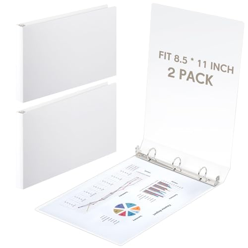 Humyoun Ringbücher mit 3 Ringen, 21,6 x 35,6 cm, Querformat, 2,5 cm, weiß, rund, strapazierfähig, für 21,6 x 35,6 cm Papier für Kunstwerke, Baupläne, Büro, Zuhause, Arbeitsplätze, 2 Stück von Humyoun