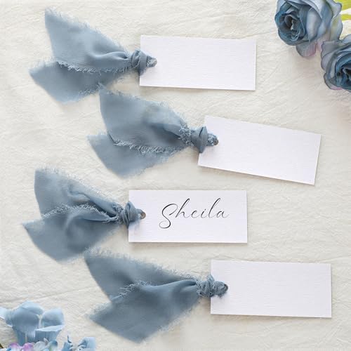 Humyoun Tischkarten mit Namensschild, blanko, Hochzeits-Tischkarten mit Chiffonband, 4,9 x 8,9 cm, hängende Geschenkanhänger für Hochzeit, Abendessen, Bankett, Party, Tischdekoration, Zubehör Humyoun Tischkarten mit Namensschild, blanko, Hochzeits-Tischkarten mit Chiffonband, 4,9 x 8,9 cm, hängende Geschenkanhänger für Hochzeit, Abendessen, Bankett, Party, Tischdekoration, Zubehör von Humyoun