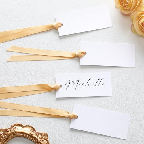 Humyoun Tischkarten mit Namensschild, blanko, Hochzeits-Tischkarten mit Satinband, 4,9 x 8,9 cm, hängende Geschenkanhänger für Hochzeit, Abendessen, Bankett, Party, Tischdekoration, 50 Stück (Gold) Humyoun Tischkarten mit Namensschild, blanko, Hochzeits-Tischkarten mit Satinband, 4,9 x 8,9 cm, hängende Geschenkanhänger für Hochzeit, Abendessen, Bankett, Party, Tischdekoration, 50 Stück (Gold) von Humyoun