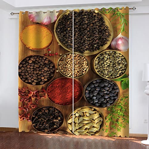 Verdunkelungsvorhang Mit Ösen 3D Küchengewürz Chili Muster Gardinen Schlafzimmer Wohnzimmer Kinderzimmer Mädchen Junge Ösenvorhang Blickdichte Vorhänge, Thermovorhang 2Er Set Mass Angefertigtcm(HxB) Verdunkelungsvorhang Mit Ösen 3D Küchengewürz Chili Muster Gardinen Schlafzimmer Wohnzimmer Kinderzimmer Mädchen Junge Ösenvorhang Blickdichte Vorhänge, Thermovorhang 2Er Set Mass Angefertigtcm(HxB) von Hundnsney