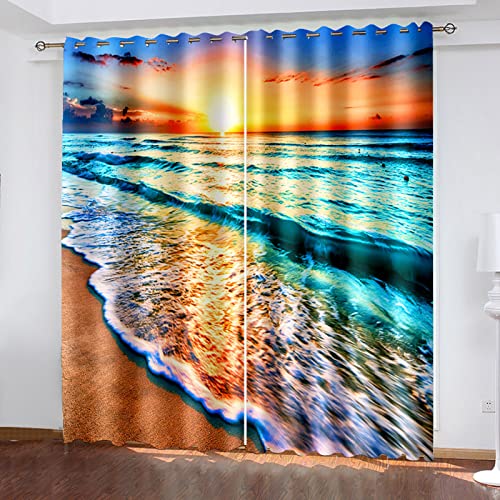 Vorhang Blickdicht 2Er Set 230X234Cm 100% Verdunklungsvorhänge Mit Ösen Kälteschutz & Hitzeschutz, 3D Modekunst Strand Sonnenuntergang Gardinen Kinderzimmer Junge Mädchen Schlafzimmer Fensterdekor Vorhang Blickdicht 2Er Set 230X234Cm 100% Verdunklungsvorhänge Mit Ösen Kälteschutz & Hitzeschutz, 3D Modekunst Strand Sonnenuntergang Gardinen Kinderzimmer Junge Mädchen Schlafzimmer Fensterdekor von Hundnsney