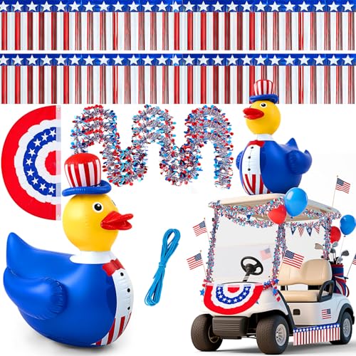 Hungdao 9 Stück 4. Juli Golfwagen-Parade-Dekorationen mit 1,2 m patriotischen aufblasbaren riesigen Entenschwimmer Unabhängigkeitstag Wimpelkette Lametta Girlande für Schwimmbad Karneval Party Hungdao 9 Stück 4. Juli Golfwagen-Parade-Dekorationen mit 1,2 m patriotischen aufblasbaren riesigen Entenschwimmer Unabhängigkeitstag Wimpelkette Lametta Girlande für Schwimmbad Karneval Party von Hungdao