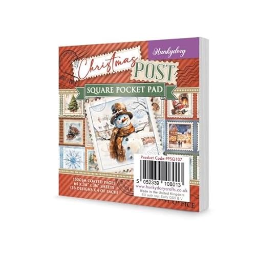 Hunkydory PPSQ107 Taschenblock "Christm as Post", quadratisch von Hunkydory