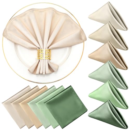 HunnmingRe Baumwollservietten, Salbeigrün, 43,2 x 43,2 cm, übergroße grüne Farbe, waschbare Stoffservietten, Tischdekorationen für Dinner-Party, Hochzeit, Restaurant, Abendessen, Weißbraun, 6 Stück HunnmingRe Baumwollservietten, Salbeigrün, 43,2 x 43,2 cm, übergroße grüne Farbe, waschbare Stoffservietten, Tischdekorationen für Dinner-Party, Hochzeit, Restaurant, Abendessen, Weißbraun, 6 Stück von HunnmingRe