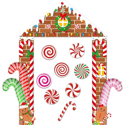 HunnmingRe Weihnachtstürdekorationen für Klassenzimmer, Lebkuchenparty, Veranda, Banner, Frohe Weihnachten, Geschenkpapier, Türbanner für Klassenzimmer, Zuhause, 16 Stück von HunnmingRe
