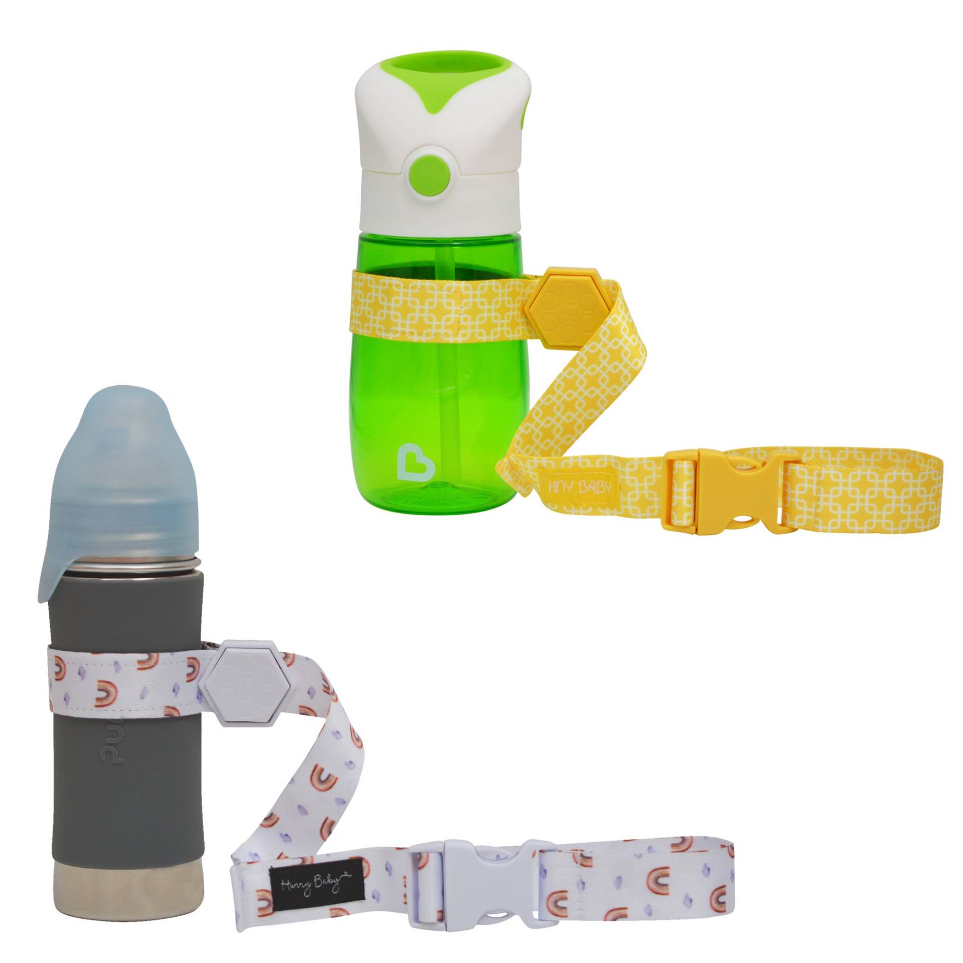 Hnybaby Schnabelgurt Für Babyflasche | Toy Strap 2 Pack Snack Cup Leine Mit Gummi-Griff Kinderwagen Hochstuhl Tether Yellow/Rain Hnybaby Schnabelgurt Für Babyflasche | Toy Strap 2 Pack Snack Cup Leine Mit Gummi-Griff Kinderwagen Hochstuhl Tether Yellow/Rain von HunnyBabyCo