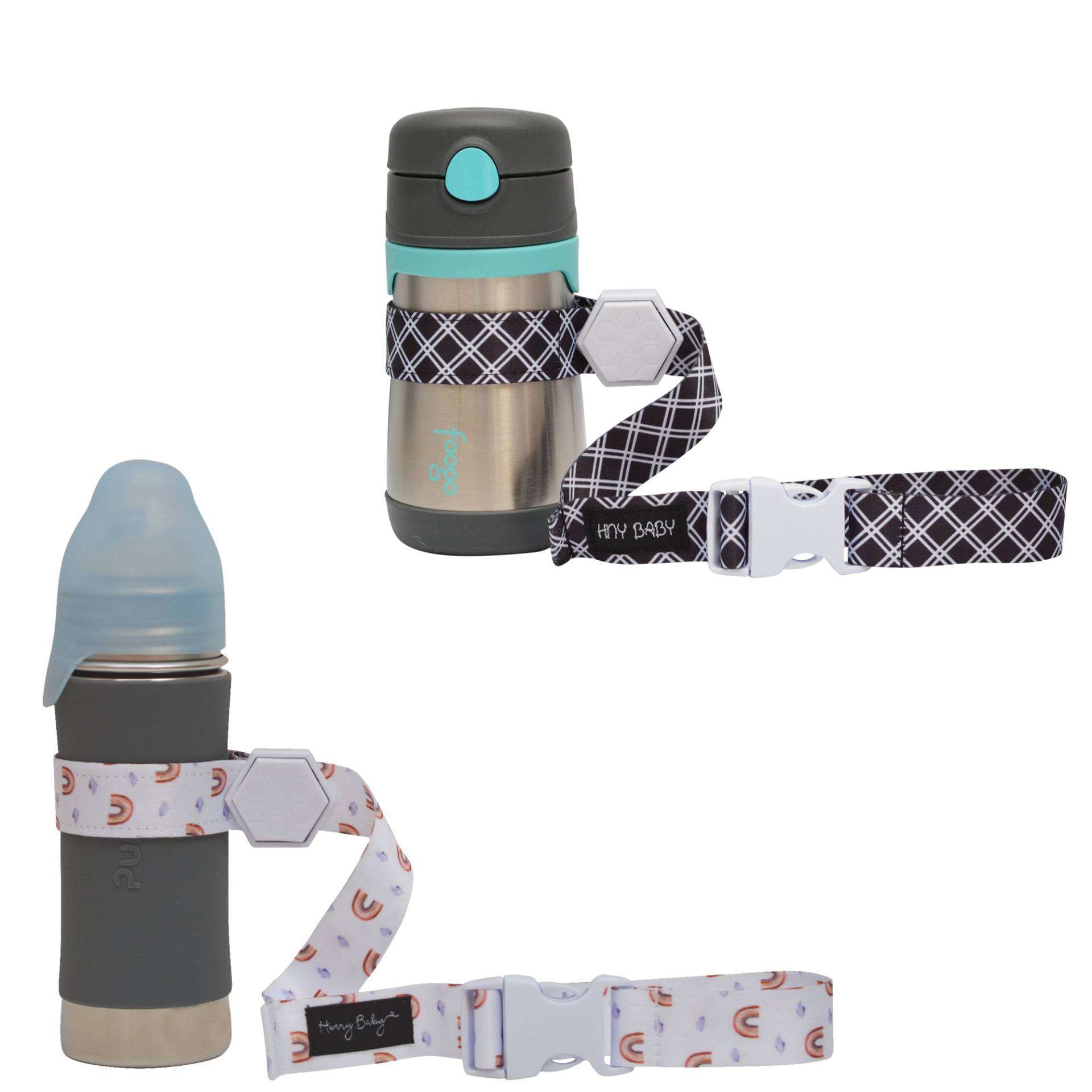 Hunny Baby Schnabelgurt Für Babyflasche | Toy Strap 2 Pack Snack Cup Leine Mit Gummi-Griff Kinderwagen Hochstuhl Tether Blk/Rain Hunny Baby Schnabelgurt Für Babyflasche | Toy Strap 2 Pack Snack Cup Leine Mit Gummi-Griff Kinderwagen Hochstuhl Tether Blk/Rain von HunnyBabyCo