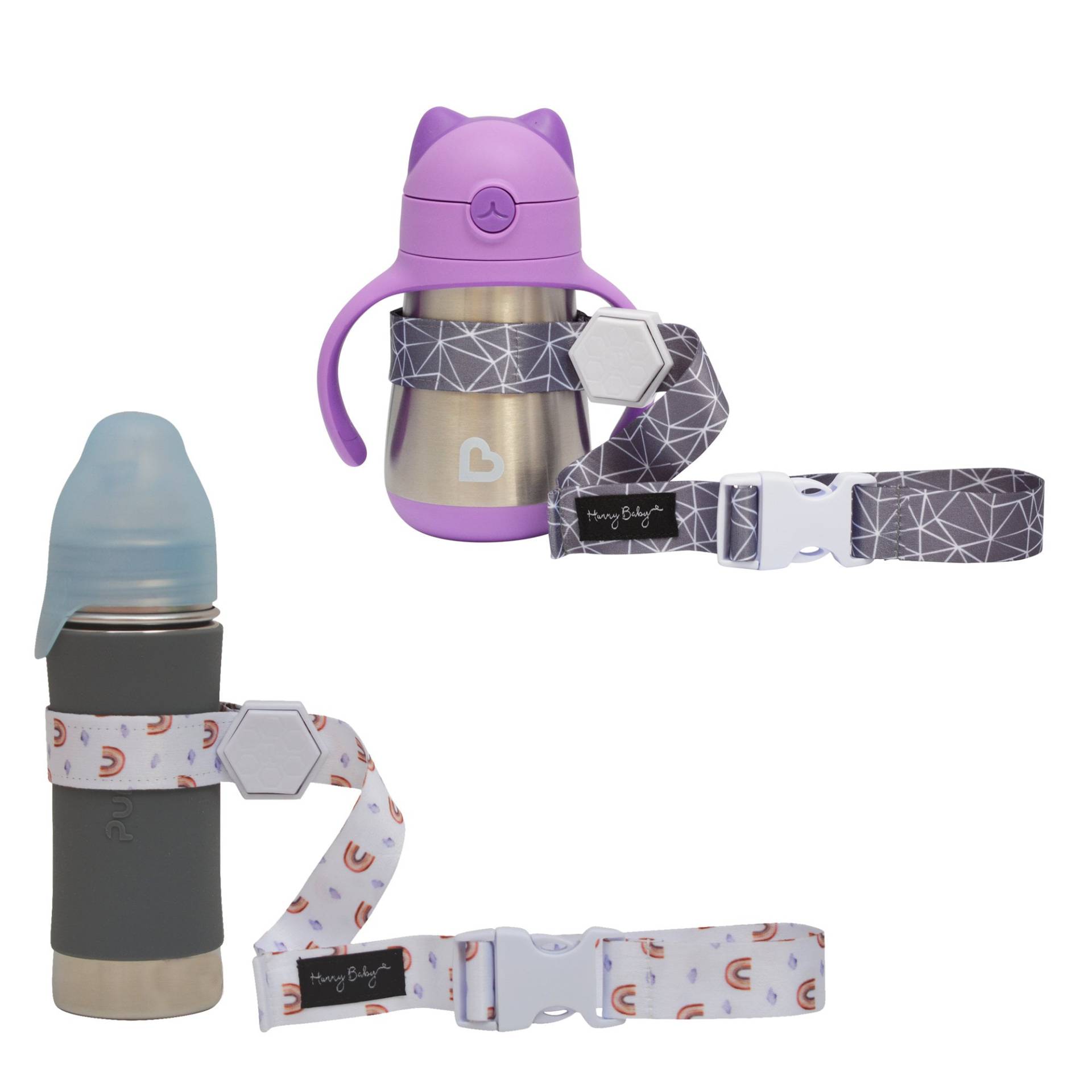 Hunny Baby Schnabelgurt Für Babyflasche | Toy Strap 2 Pack Snack Cup Leine Mit Gummi-Griff Kinderwagen Hochstuhl Tether Grey/Rain Hunny Baby Schnabelgurt Für Babyflasche | Toy Strap 2 Pack Snack Cup Leine Mit Gummi-Griff Kinderwagen Hochstuhl Tether Grey/Rain von HunnyBabyCo