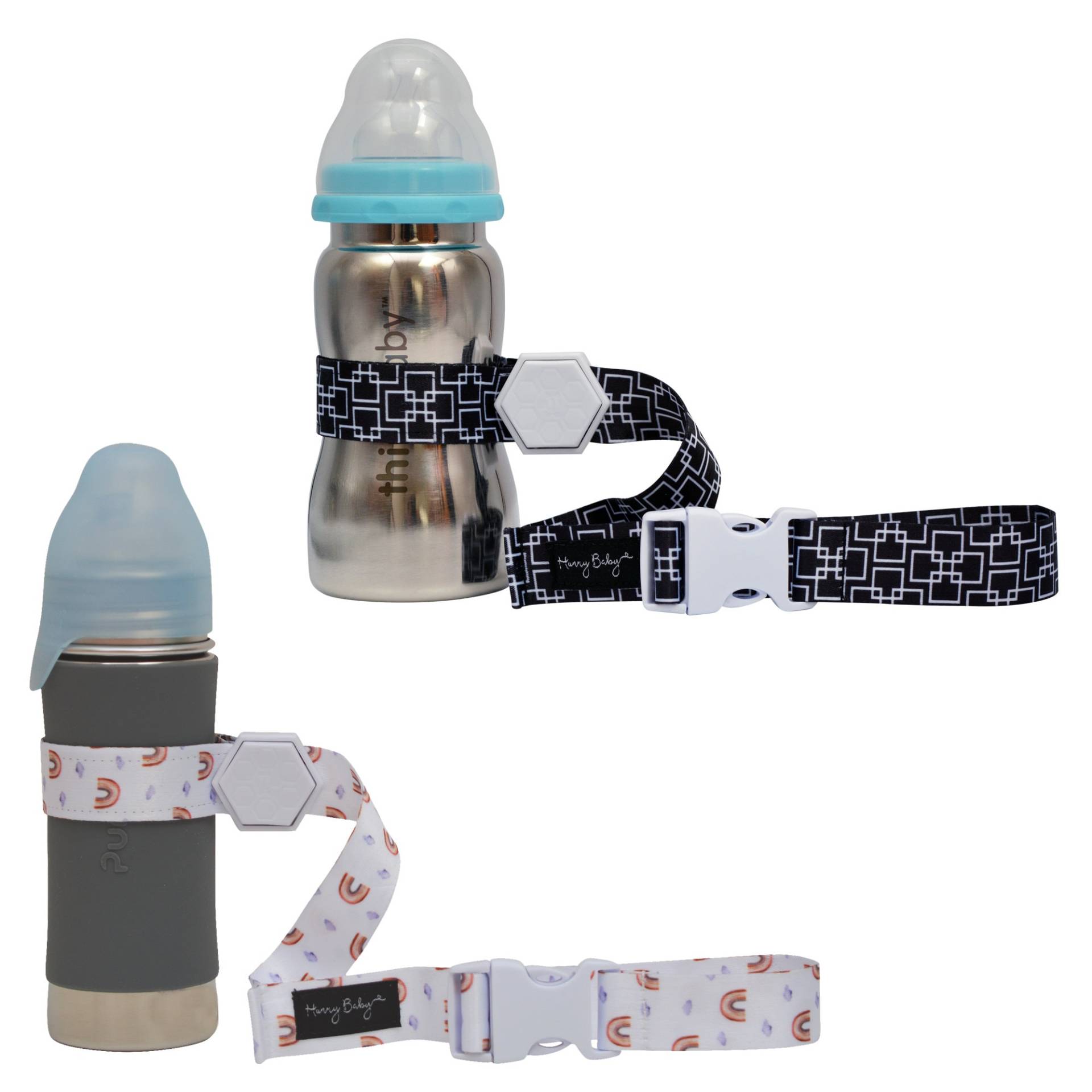 Hunny Baby Schnabelgurt Für Babyflasche | Toy Strap 2 Pack Snack Cup Leine Mit Gummi-Griff Kinderwagen Hochstuhl Tether Rain/Mono Hunny Baby Schnabelgurt Für Babyflasche | Toy Strap 2 Pack Snack Cup Leine Mit Gummi-Griff Kinderwagen Hochstuhl Tether Rain/Mono von HunnyBabyCo