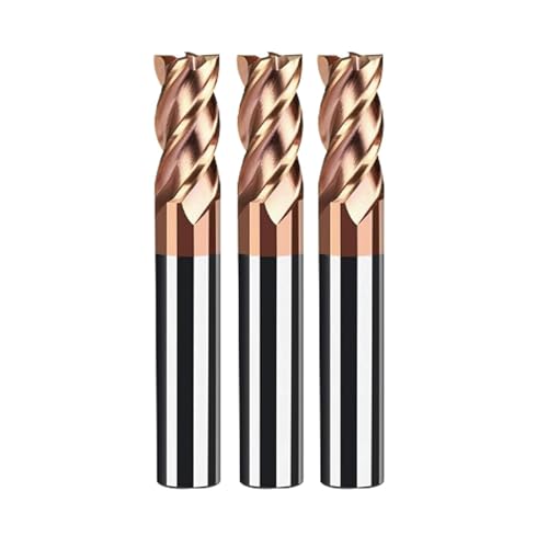 Hunricho 3 Stück HRC55-Spitze, Durchmesser 12 mm, 4-schneidiger Schaftfräser, CNC-Fräser, Wolframstahl, Nano-Beschichtung, quadratischer Hartmetall-Fräser (HRC55D12x75-4F) von Hunricho