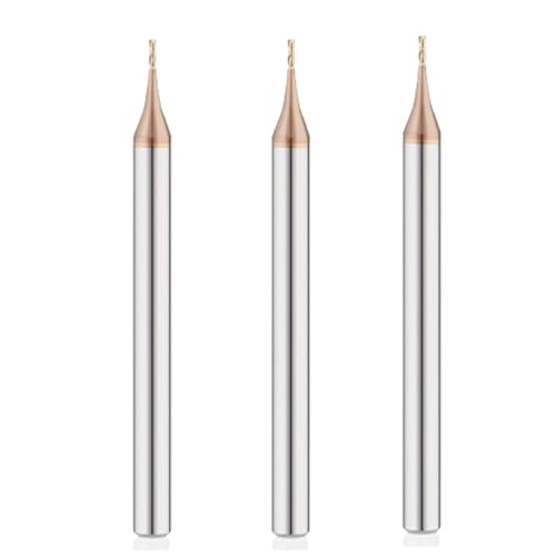 Hunricho 3Mikrokorn-Karbid-Quadrat-End-Mühle-2-Flöten-kleinerer Durchmesser für das Fräsen von Kupfer-Aluminium-Edelstahl-Graviermaschine (Brown diameter 0.035in for stainless steel) von Hunricho
