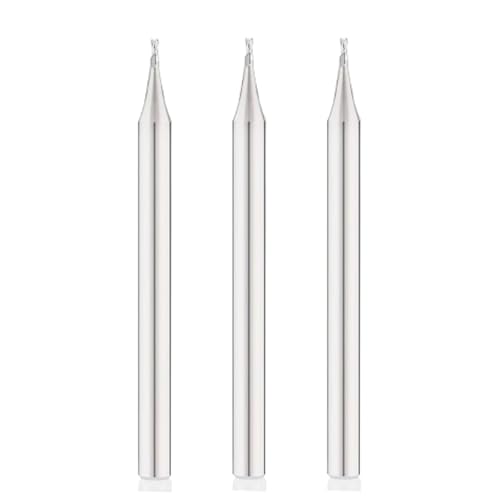 Hunricho 3Mikrokorn-Karbid-Quadrat-End-Mühle-2-Flöten-kleinerer Durchmesser für das Fräsen von Kupfer-Aluminium-Edelstahl-Graviermaschine (Sliver diameter 0.0138in for aluminum) von Hunricho