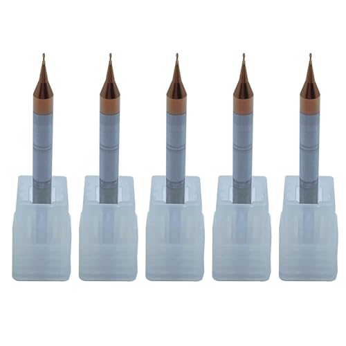 Hunricho 5 Stück HRC55-Spitze, Durchmesser 0,5 mm, 2-schneidiger Schaftfräser, CNC-Fräser, Wolframstahl, Nano-Beschichtung, quadratischer Hartmetall-Fräser (HRC55D0.5X50-2F) von Hunricho