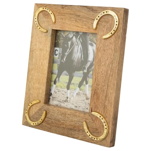 Huntley Equestrian Bilderrahmen aus Holz mit goldenen Pferdeschuhen, 12,7 x 17,8 cm von Huntley Equestrian