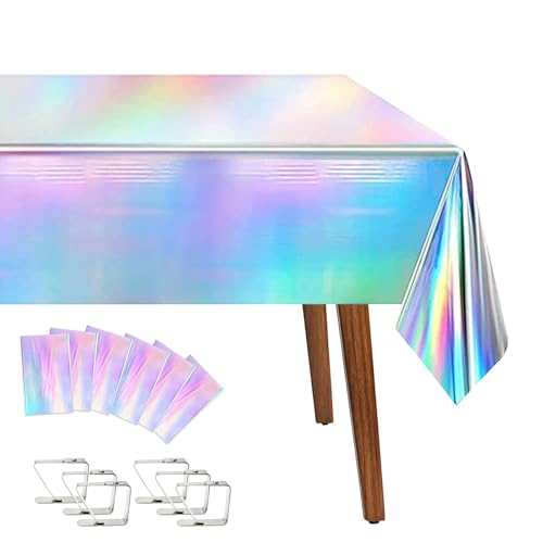 6 Stück Bunt Plastik Tischdecke Geburtstag, 137x274cm Laser Geburtstag Party Tischdekoration Bunt Tischdecke mit 6 Stück Tischklammern für Geburtstag Party Dekoration 6 Stück Bunt Plastik Tischdecke Geburtstag, 137x274cm Laser Geburtstag Party Tischdekoration Bunt Tischdecke mit 6 Stück Tischklammern für Geburtstag Party Dekoration von Huntone