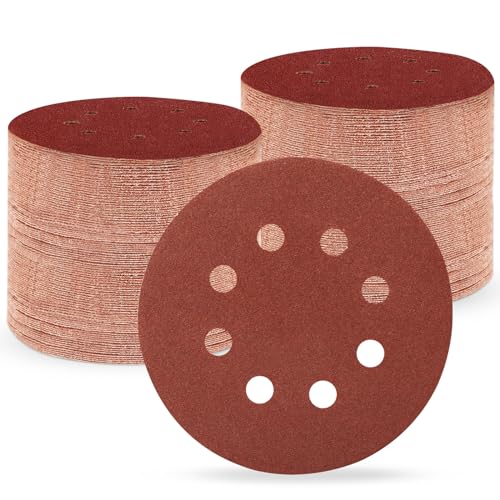 150 Stück Schleifpapier 125mm Klett, 120 Körnung Profi 125 Schleifscheiben Rund 8 Loch für Exzenterschleifer (150 Stück,120 Körnung） von Huopueit