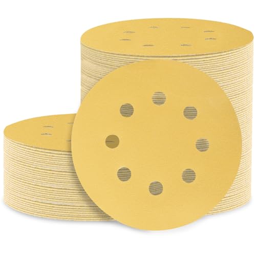 Huopueit 100 Stück 12,7 cm Schleifscheiben, 8 Löcher, Klett-Schleifpapier, Körnung 180, rundes Schleifpapier für Exzenterschleifer Huopueit 100 Stück 12,7 cm Schleifscheiben, 8 Löcher, Klett-Schleifpapier, Körnung 180, rundes Schleifpapier für Exzenterschleifer von Huopueit