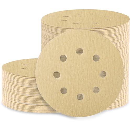 Huopueit 100 Stück 12,7 cm Schleifscheiben, 8 Löcher, Klett-Schleifpapier, Körnung 320, rundes Schleifpapier für Exzenterschleifer Huopueit 100 Stück 12,7 cm Schleifscheiben, 8 Löcher, Klett-Schleifpapier, Körnung 320, rundes Schleifpapier für Exzenterschleifer von Huopueit