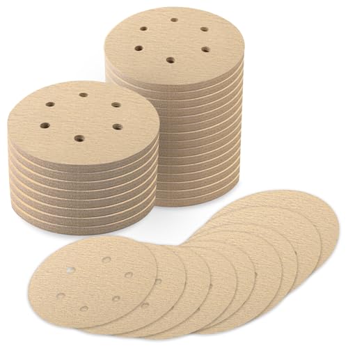Huopueit 100 Stück 15,2 cm Schleifscheiben, Körnung 150, 6 Löcher, Klett-Schleifpapier für Exzenterschleifer von Huopueit