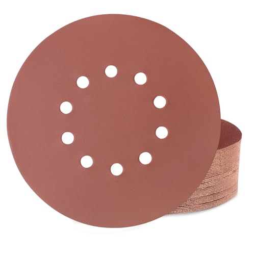 Huopueit 40 Stück Schleifpapier 225mm Klett, 10 Loch 225mm Schleifscheiben Körnung 400 für Langhalsschleifer Trockenbauschleifer Deckenschleifer und Schleifgiraffe von Huopueit