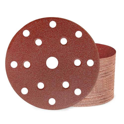 Huopueit 50 Stück Schleifpapier 150mm Klett 100 Körnung 15 Loch Schleifscheiben für Rund Exzenterschleifer für Holz Metall und Farbe Huopueit 50 Stück Schleifpapier 150mm Klett 100 Körnung 15 Loch Schleifscheiben für Rund Exzenterschleifer für Holz Metall und Farbe von Huopueit