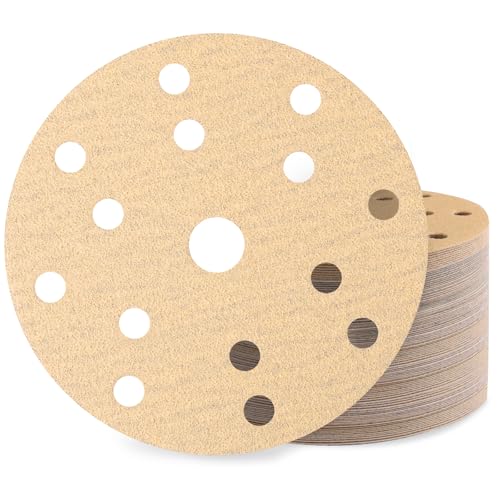 Huopueit 60 Stück Schleifpapier 150mm Klett Körnung 80 15 Loch Schleifscheiben Set für Rund Exzenterschleifer von Huopueit