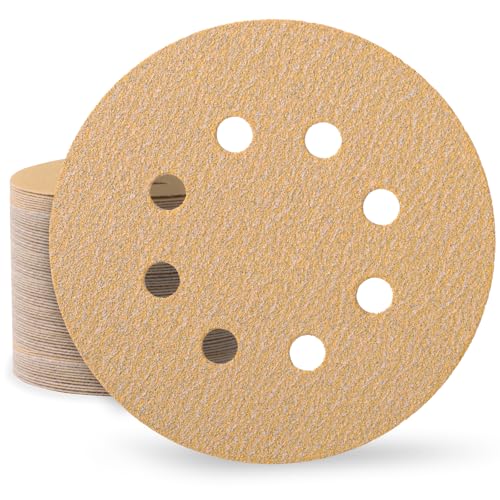 Huopueit 80 Stück Schleifpapier 125 mm Klett 100 Körnung Schleifscheiben für Rund Exzenterschleifer 8 Loch Schleifblätter für Holz Metall und Farbe von Huopueit