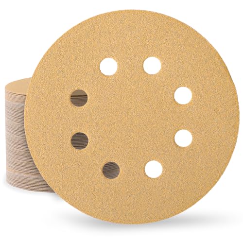 Huopueit 80 Stück Schleifpapier 125 mm Klett 120 Körnung Schleifscheiben für Rund Exzenterschleifer 8 Loch Schleifblätter für Holz Metall und Farbe von Huopueit