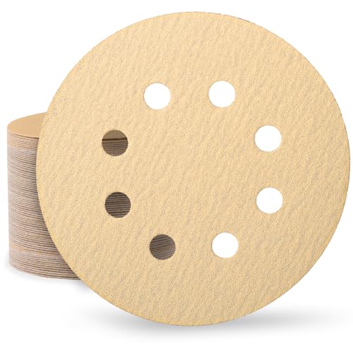 Huopueit 80 Stück Schleifpapier 125 mm Klett 150 Körnung Schleifscheiben für Rund Exzenterschleifer 8 Loch Schleifblätter für Holz Metall und Farbe von Huopueit