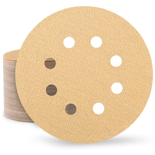 Huopueit 80 Stück Schleifpapier 125 mm Klett 80 Körnung Schleifscheiben für Rund Exzenterschleifer 8 Loch Schleifblätter für Holz Metall und Farbe von Huopueit