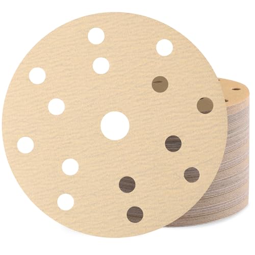 Huopueit 80 Stück Schleifpapier 150mm Klett Körnung 150 15 Loch Schleifscheiben Set für Rund Exzenterschleifer von Huopueit