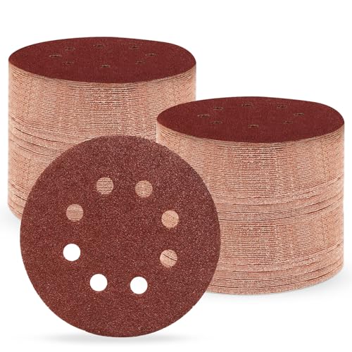 Huopueit 100 Stück Schleifpapier 125mm Klett, 40 Körnung Profi 125 Schleifscheiben Rund 8 Loch für Exzenterschleifer (100 Stück,40 Körnung） von Huopueit
