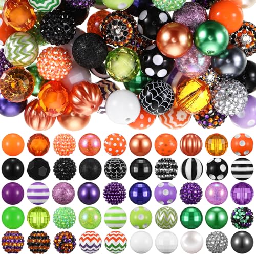Huquary 100 Stück 20 mm Perlen für Stifte, Strass, Kaugummi-Perlen, gemischte Kristallharz, klobige Perlen, Zuckerperlen für Stifte, Perlen, Schlüsselanhänger, DIY, Handwerk, Stift, Schmuckherstellung von Huquary