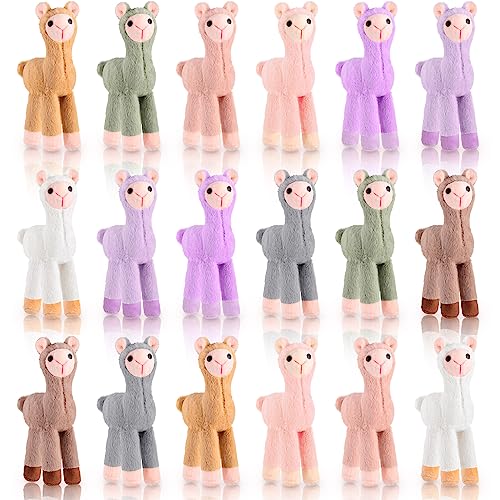 Huquary 18 Stück Mini Lama gefüllte Tier Schlüsselanhänger in 9 Farben, 18 cm Alpaka Plüschtiere ästhetische Schlüsselanhänger für Rucksäcke Alpaka Plüschpuppen für Tasche Füllung, Geschenk, von Huquary