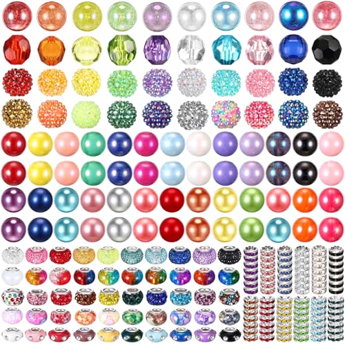 Huquary 270 Stück Perlen für Stifte, Strass, Kaugummi-Perlen, gemischtes Kristall, Harz, Zucker, klobig, für Perlen, Schlüsselanhänger, Bastelarbeiten, Schmuckherstellung Huquary 270 Stück Perlen für Stifte, Strass, Kaugummi-Perlen, gemischtes Kristall, Harz, Zucker, klobig, für Perlen, Schlüsselanhänger, Bastelarbeiten, Schmuckherstellung von Huquary