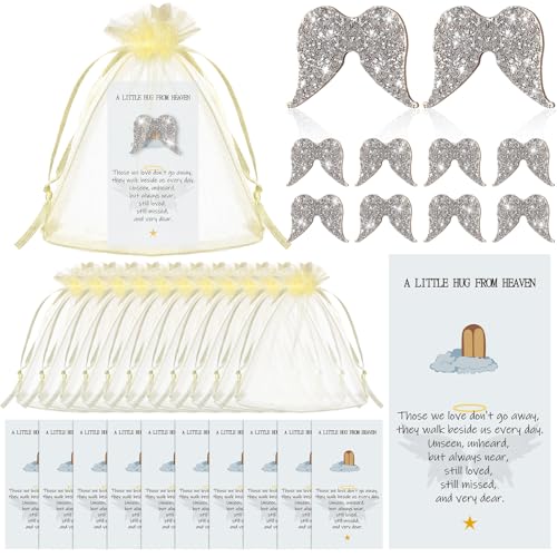 Huquary 60 Set Beerdigungsgeschenke Feier des Lebens Pocket Hug from Heaven Gedicht Engel Gebetskarten Glitzer Holzschild und Organzabeutel vormontiert für Beerdigung Kirche Gebet Gedenkfeier Rückgabe Huquary 60 Set Beerdigungsgeschenke Feier des Lebens Pocket Hug from Heaven Gedicht Engel Gebetskarten Glitzer Holzschild und Organzabeutel vormontiert für Beerdigung Kirche Gebet Gedenkfeier Rückgabe von Huquary