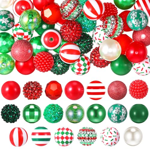 Weihnachtsperlen für Stift, Strass, Kaugummi, gemischtes Kristallharz, klobiger Zucker für Stifte, Perlen, Schlüsselanhänger, DIY, Handwerk, Schmuckherstellung, Zubehör, Rot, Grün und Weiß, 40 Stück Weihnachtsperlen für Stift, Strass, Kaugummi, gemischtes Kristallharz, klobiger Zucker für Stifte, Perlen, Schlüsselanhänger, DIY, Handwerk, Schmuckherstellung, Zubehör, Rot, Grün und Weiß, 40 Stück von Huquary