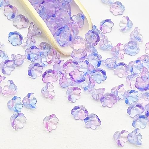 100 pcs Glasblütenperlen, 7x12 mm lila Lilie der Talblumenperlen für DIY -Schmuck Making Halskette Ohrringe Armbänder von Huraoerrrr