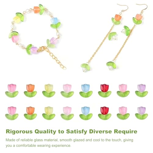 320pcs 14mm bunte Glasblumenperlen für Schmuckherstellung, Ohrringarmband DIY Bastelgeschenke von Huraoerrrr