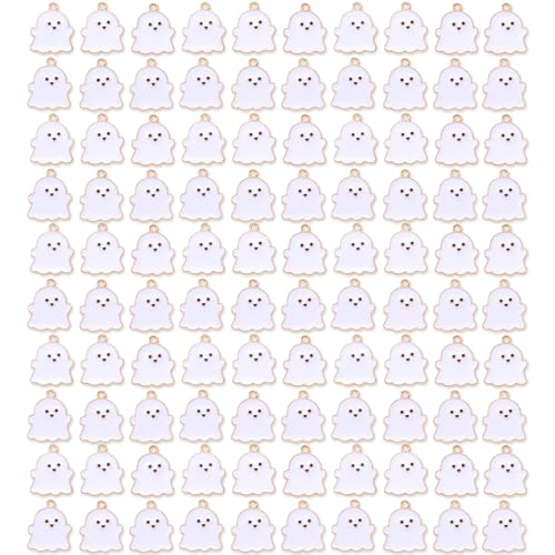 Halloween Perlen 100pcs DIY Zinklegierung süßer Geister für Schmuck, die Schlüsselbund -Ohrring -Vorräte machen von Huraoerrrr