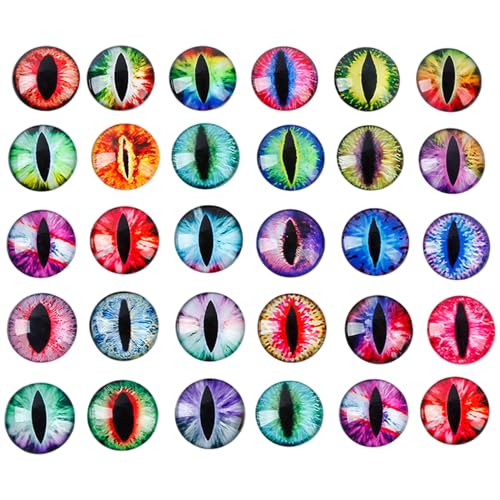 Huraoerrrr 30pcs Glasaugen für Handwerk, Cabochon Luminous Dragon Eyes leuchten im Dunkeln, 25 mm für DIY Art Requisiten von Huraoerrrr