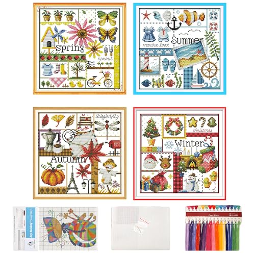 Huraoerrrr 4PCS Cross Stitch Kit 10 x 10 Zoll Four Seasons Easy Muster Stickkit, praktische Kreuzstichzubehör für alle Altersgruppen, Anfänger, Kinder, Erwachsene Huraoerrrr 4PCS Cross Stitch Kit 10 x 10 Zoll Four Seasons Easy Muster Stickkit, praktische Kreuzstichzubehör für alle Altersgruppen, Anfänger, Kinder, Erwachsene von Huraoerrrr