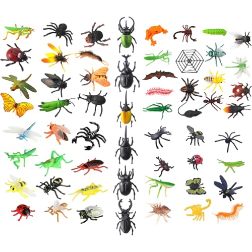 Huraoerrrr 59pcs Insektenspielzeug, Tierfiguren realistische Plastik -Käferspielzeug für Wissenschaftsprojekt, Cake Topper, frühes Bildungsmodell für Kleinkinder Kinder Alter 3 4 5 von Huraoerrrr